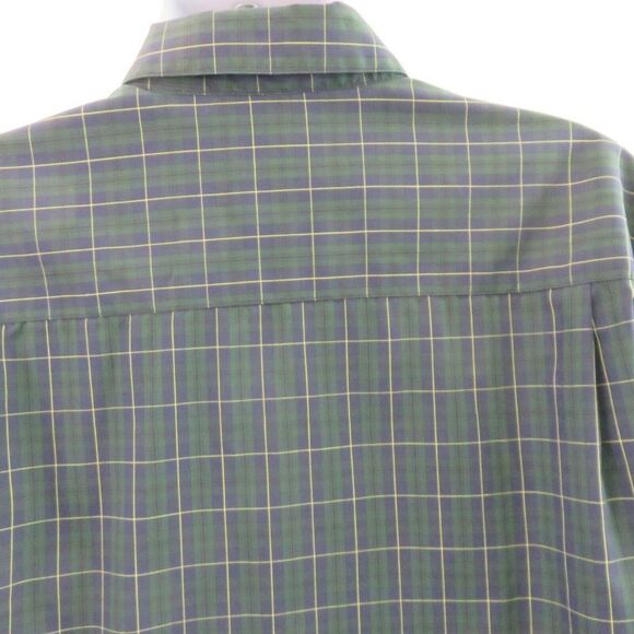 Savane Plaid Shirt Green Blue LS Mens M Cotton Blend Deep Dye Button Down - Picture 8 of 11